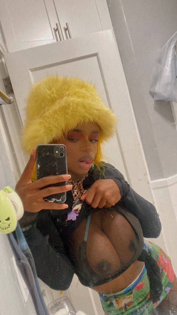 TS Black Gooner Femboy Big Tits Ass Long Tongue #gmO2TNVC